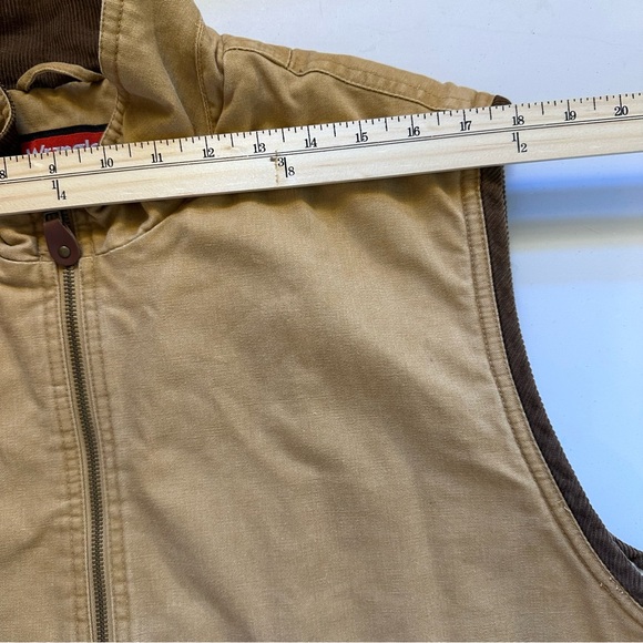 Wrangler Hero Men’s Sherpa Lined Canvas Work Vest Sz L Brown Corduroy Trim *READ - Picture 10 of 14